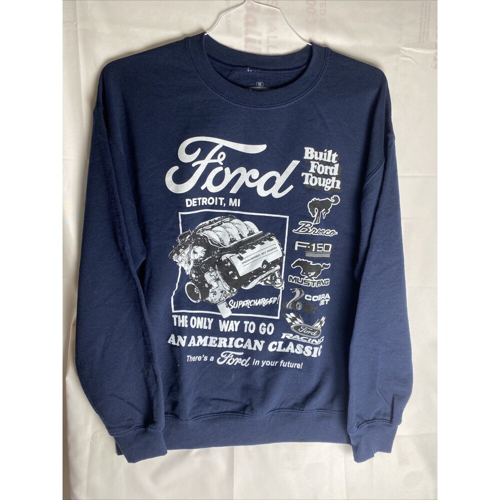 Ford Retro Ad Mens Size Medium Logos Crewneck Sweatshirt Long Sleeve  Detroit MI